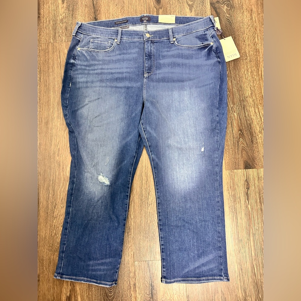 NYDJ Marilyn Straight Leg Medium Wash Lift Tuck Ankle Jeans 24W NWT Stretch‎